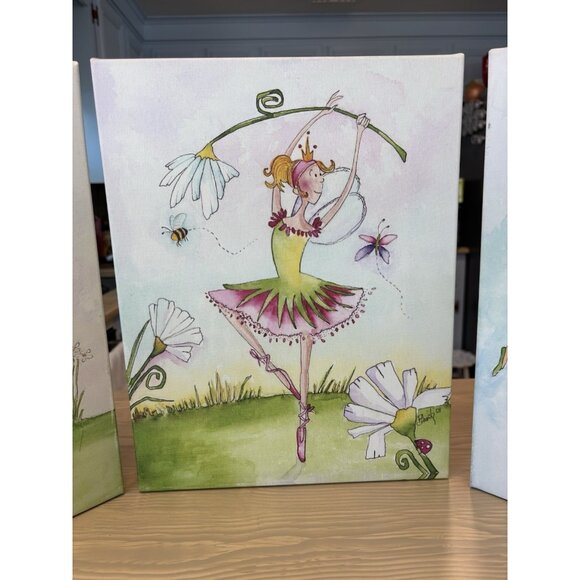 Bright Princess Twinkle Fairy Flower Girls Room Canvas Wall Art Pristine Signed - Picture 4 of 11